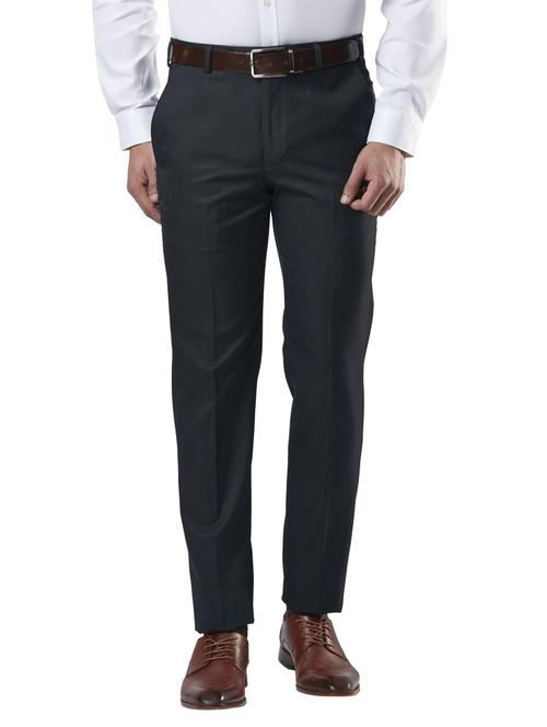 blue striped flat front formal trouser - 17917022 - Standard Image - 0