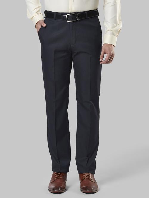 dark blue striped flat front formal trouser - 17917077 -  Standard Image - 0