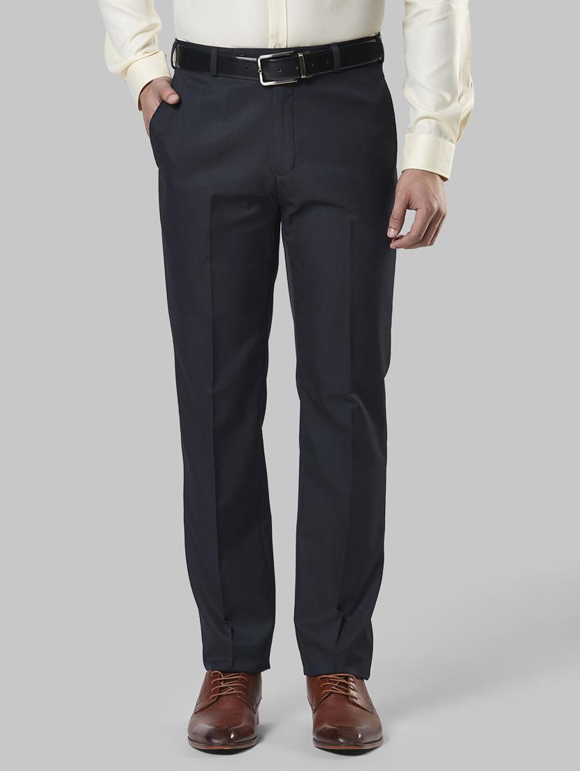 dark blue striped flat front formal trouser - 17917077 -  Zoom Image - 0