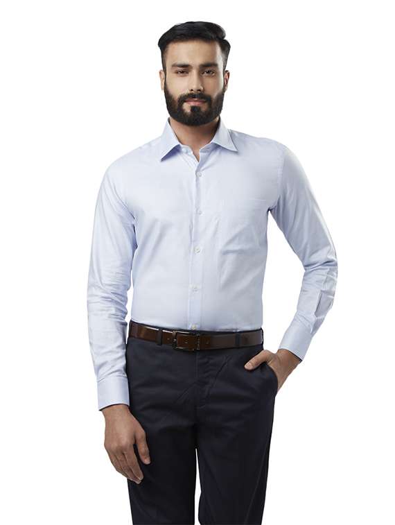light blue self design formal shirt - 17917109 - Zoom Image - 0