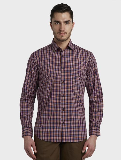 purple checkered casual shirt - 17917124 - Standard Image - 0