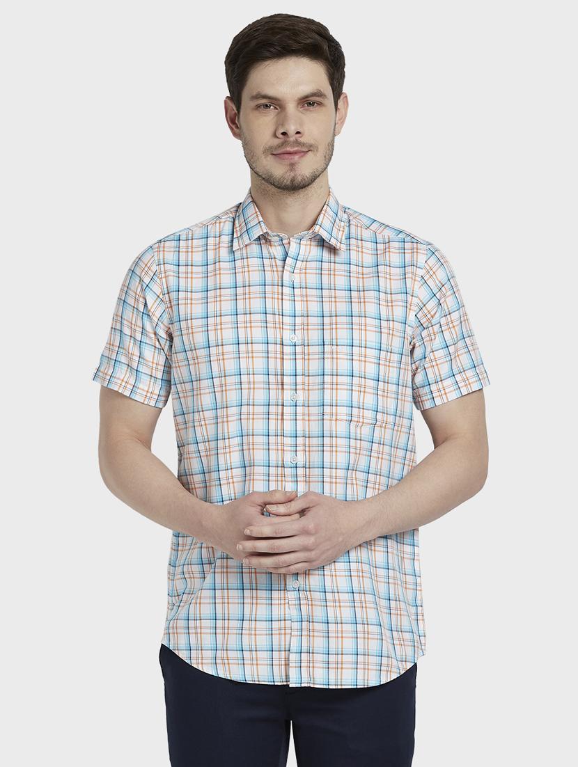 blue checkered casual shirt - 17917155 -  Zoom Image - 0