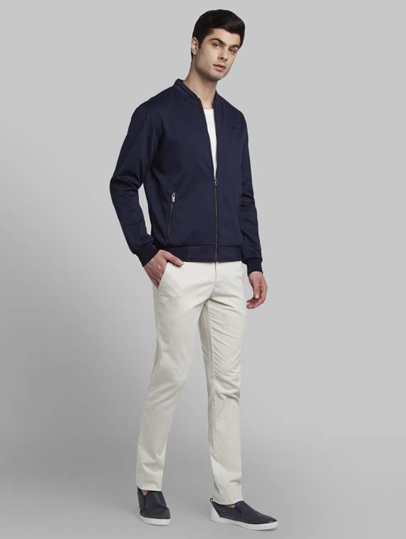 navy blue solid casual jacket - 17917411 - Standard Image - 3