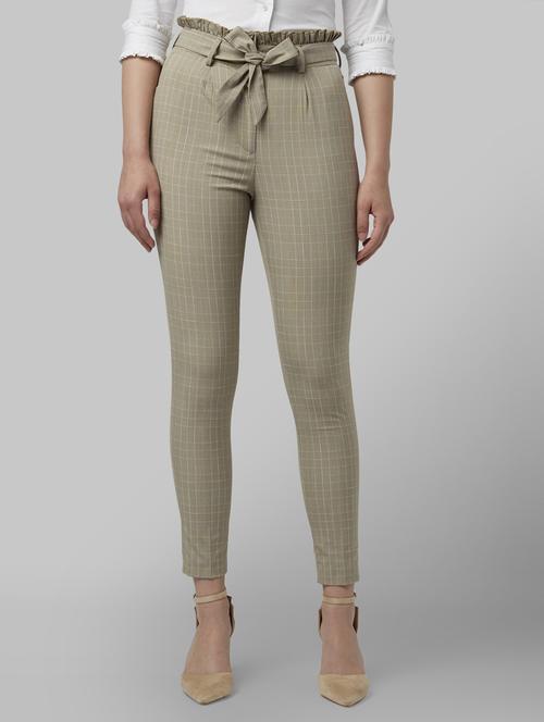 tie front checkered trouser - 17917444 - Standard Image - 0
