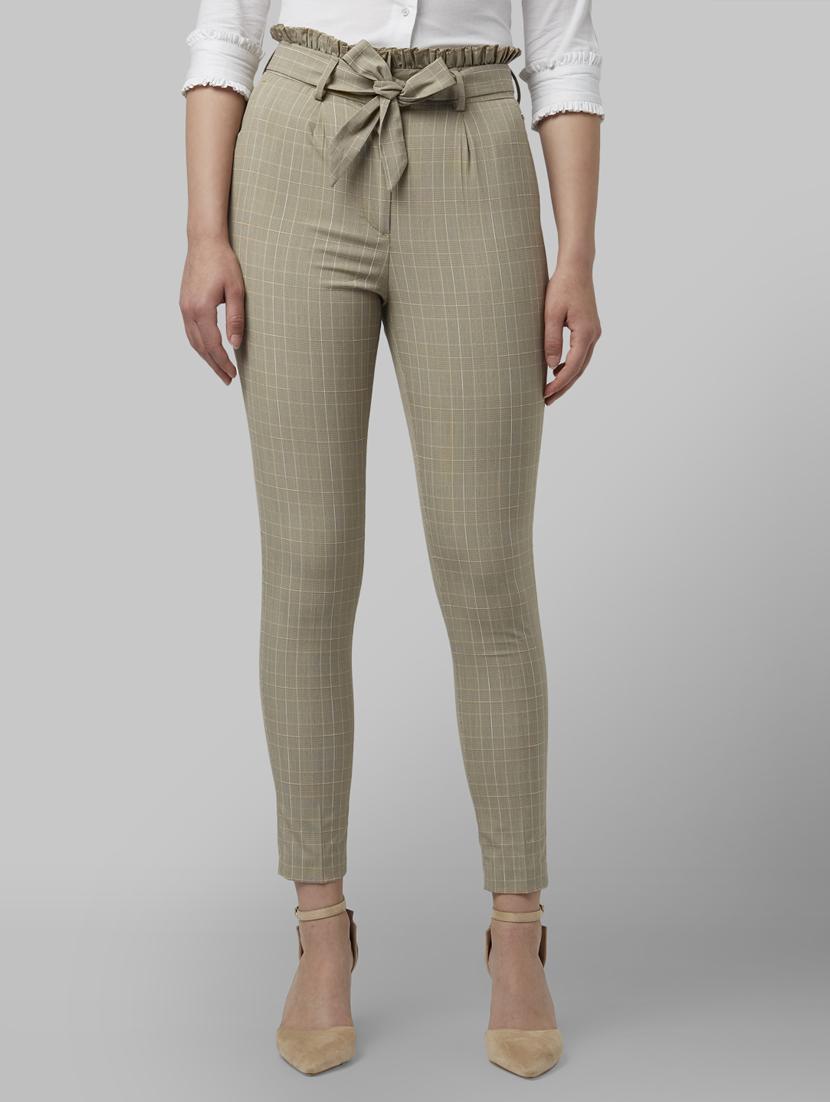 tie front checkered trouser - 17917444 - Zoom Image - 0