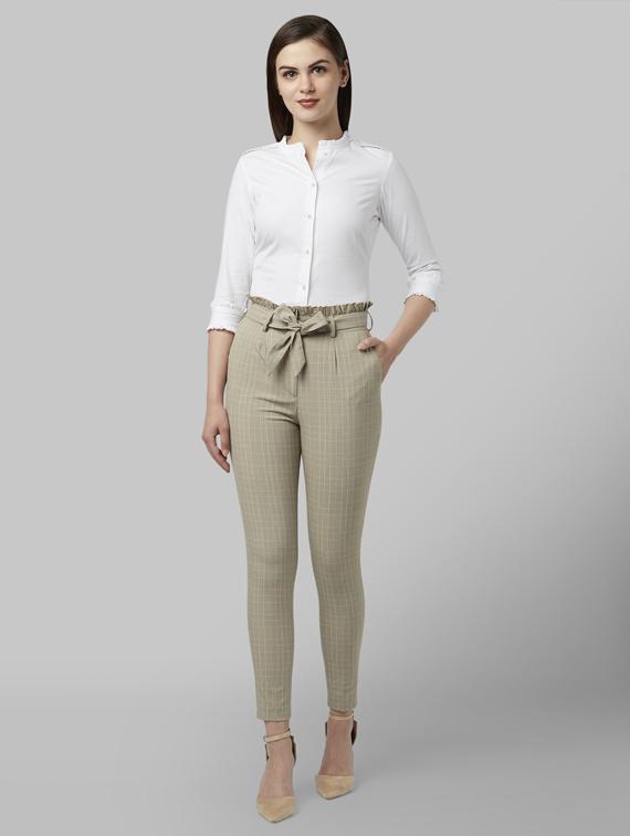 tie front checkered trouser - 17917444 - Standard Image - 3