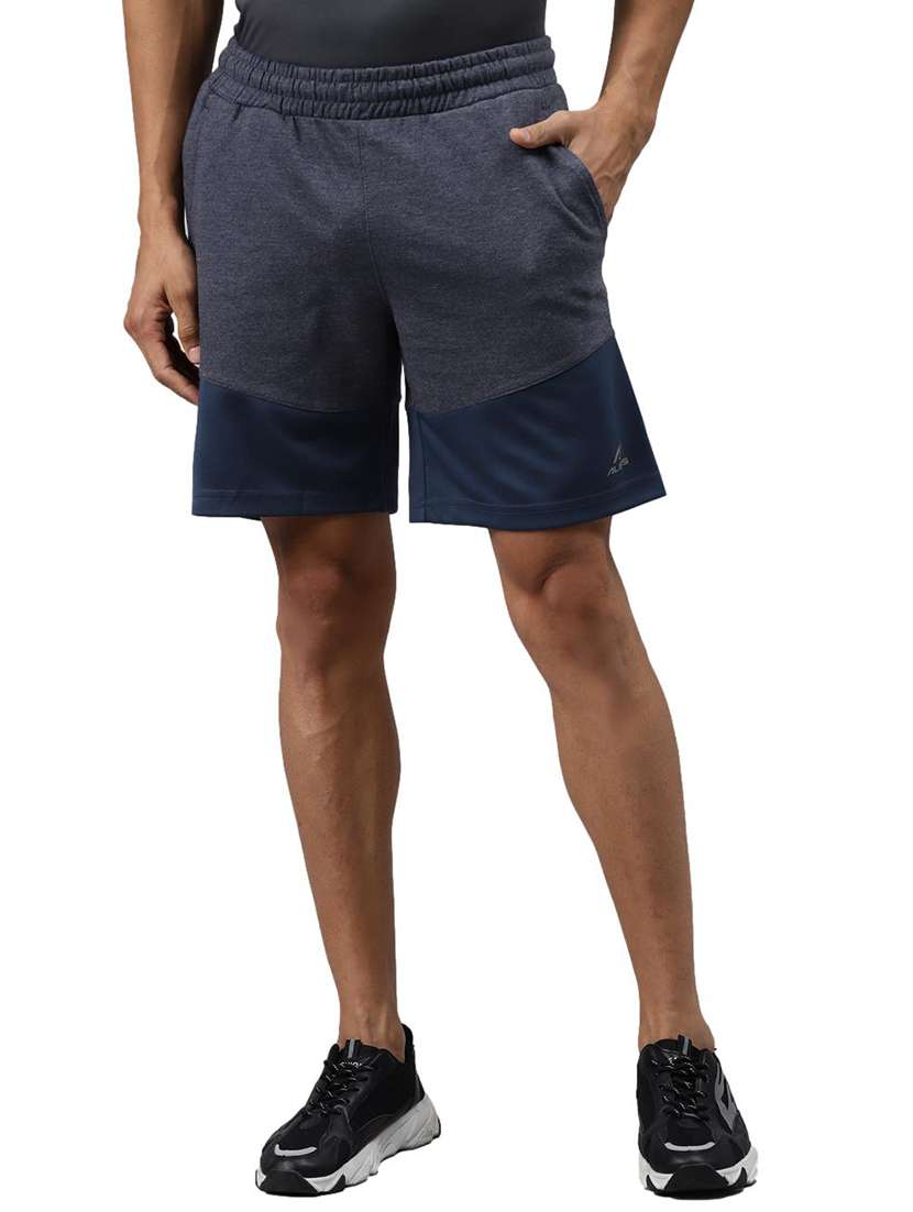 navy blue color block shorts