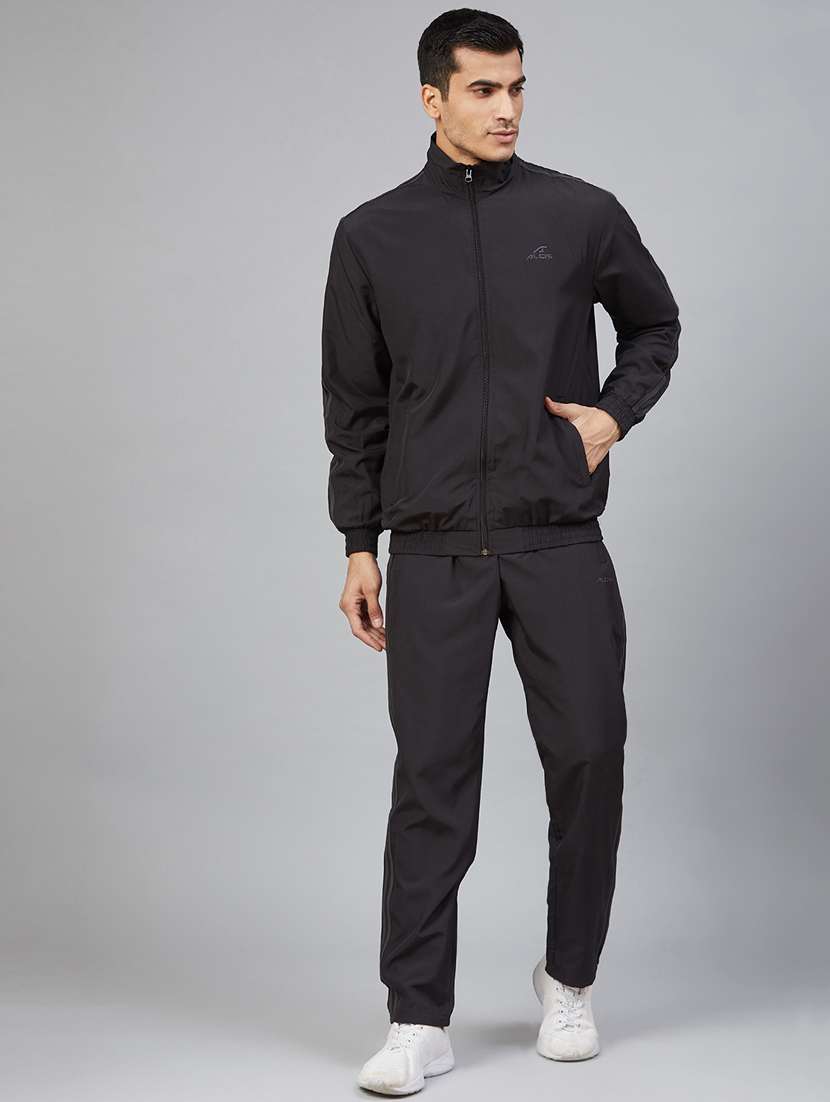 black solid track suit