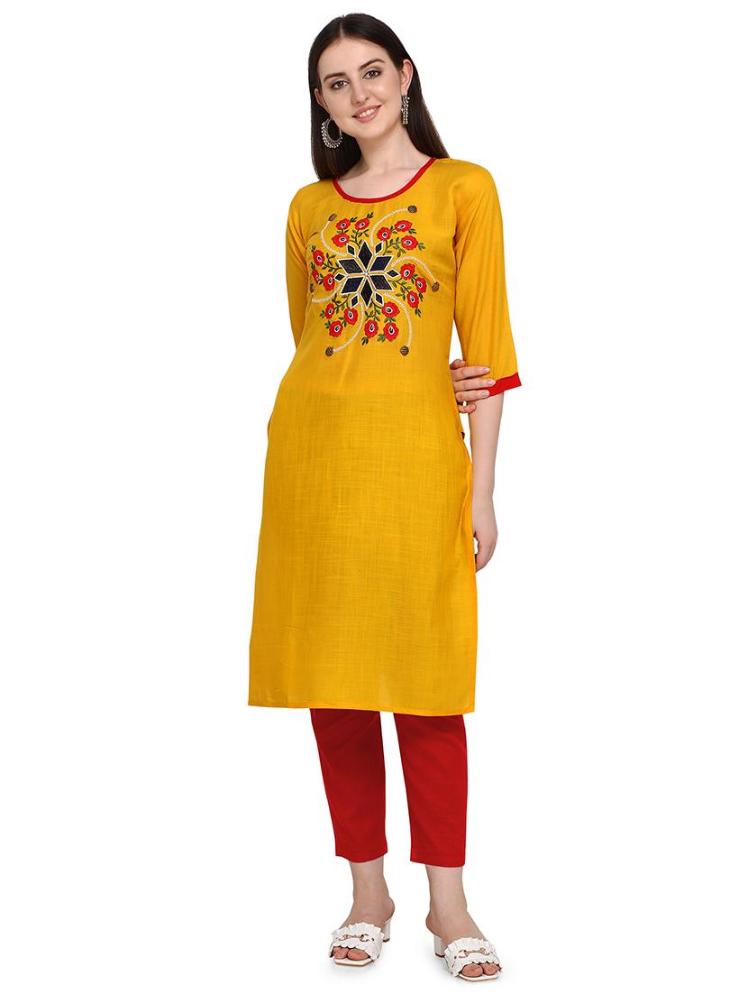 embroidered straight kurta - 17923175 -  Zoom Image - 0