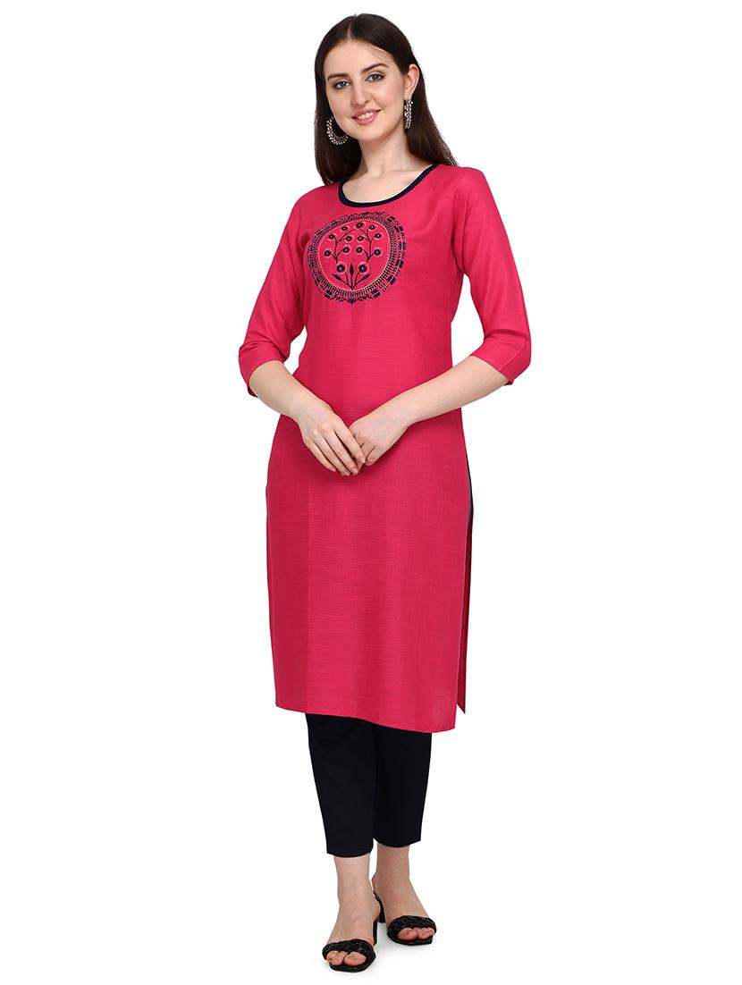 embroidered straight kurta - 17923177 -  Zoom Image - 0