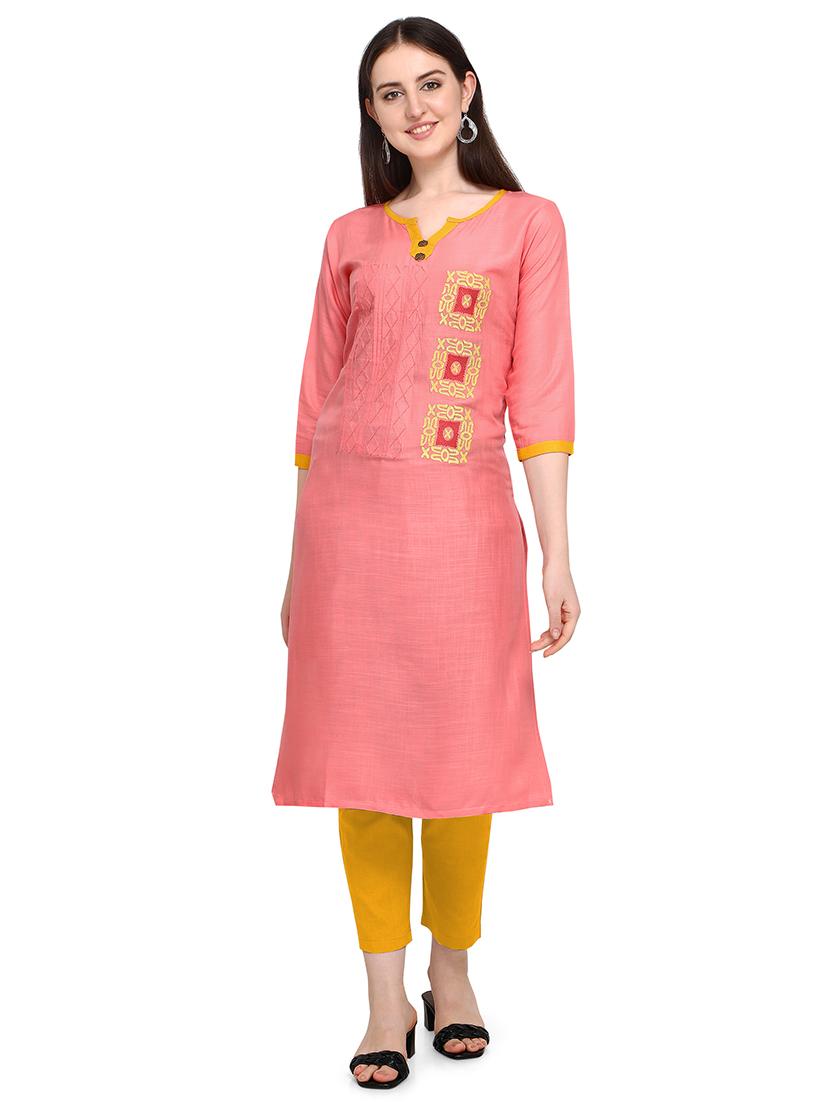 embroidered straight kurta - 17923179 -  Zoom Image - 0