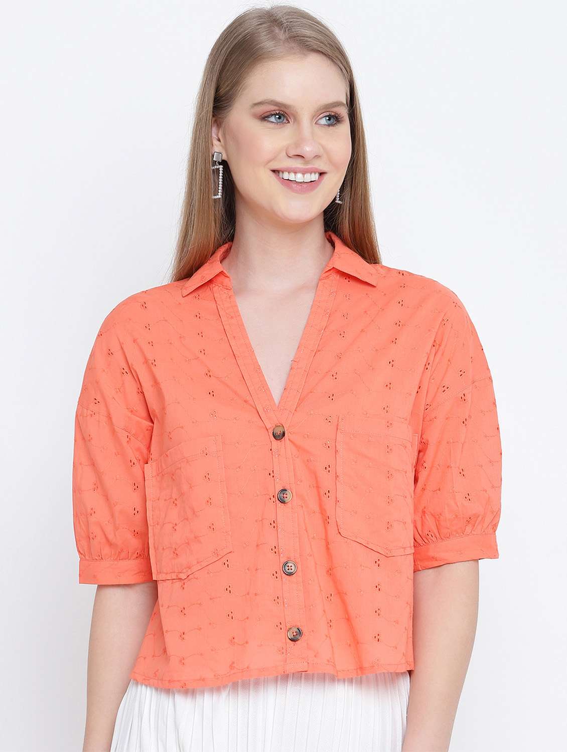straight hem solid shirt - 17923624 -  Zoom Image - 0