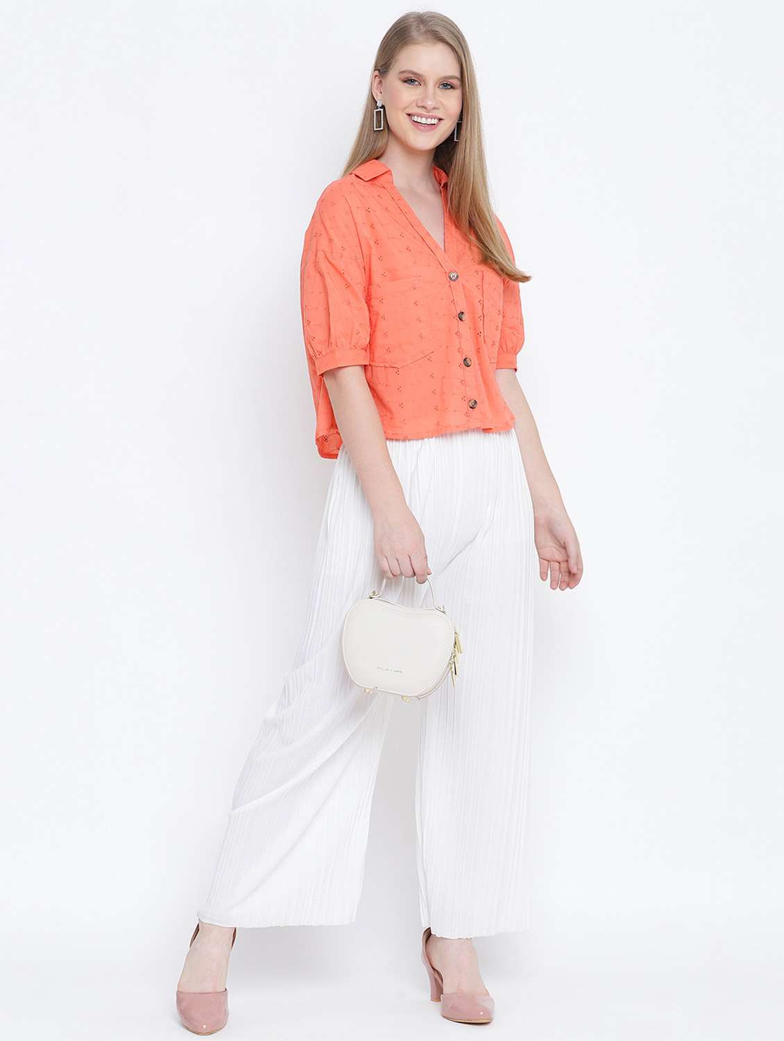 straight hem solid shirt - 17923624 - Standard Image - 3