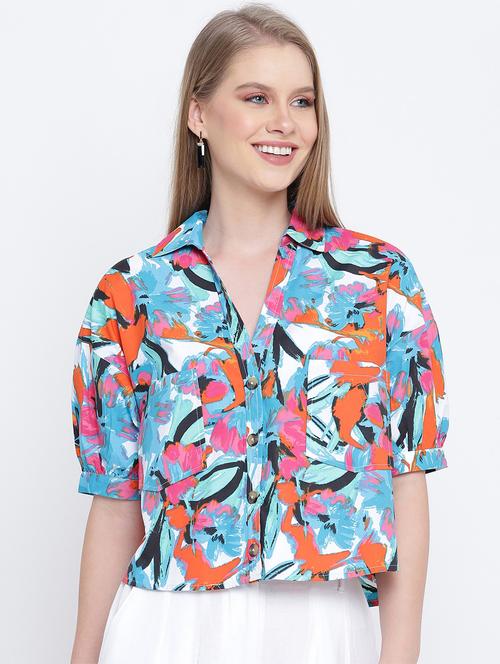 straight hem printed shirt - 17923625 - Standard Image - 0