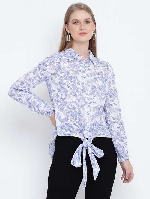 tie front floral shirt - 17923629 - Standard Image - 0