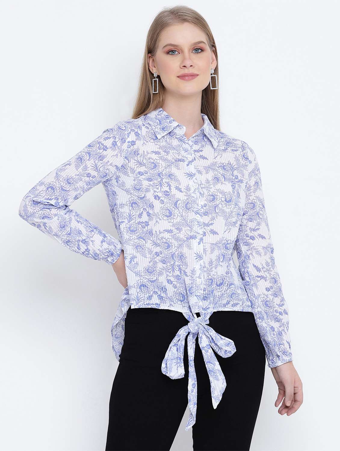 tie front floral shirt - 17923629 - Zoom Image - 0