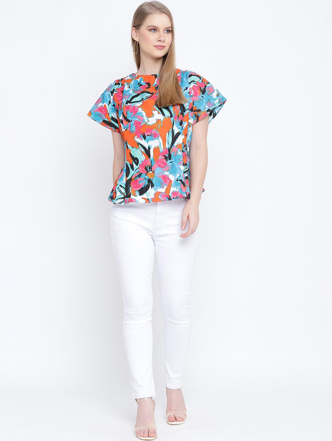 round neck printed top - 17923630 - Standard Image - 3