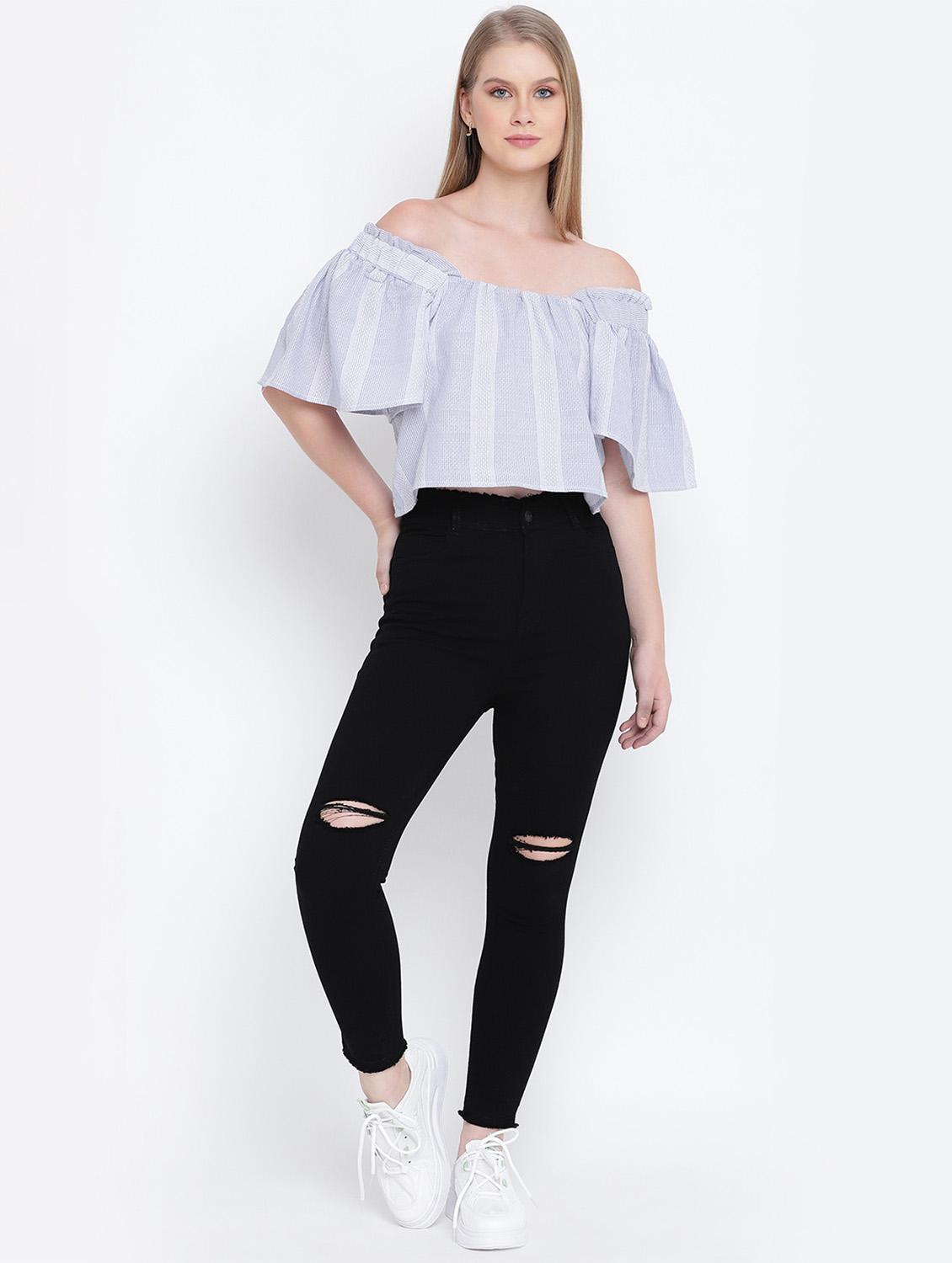 women's crop off shoulder top - 17923634 - Standard Image - 3