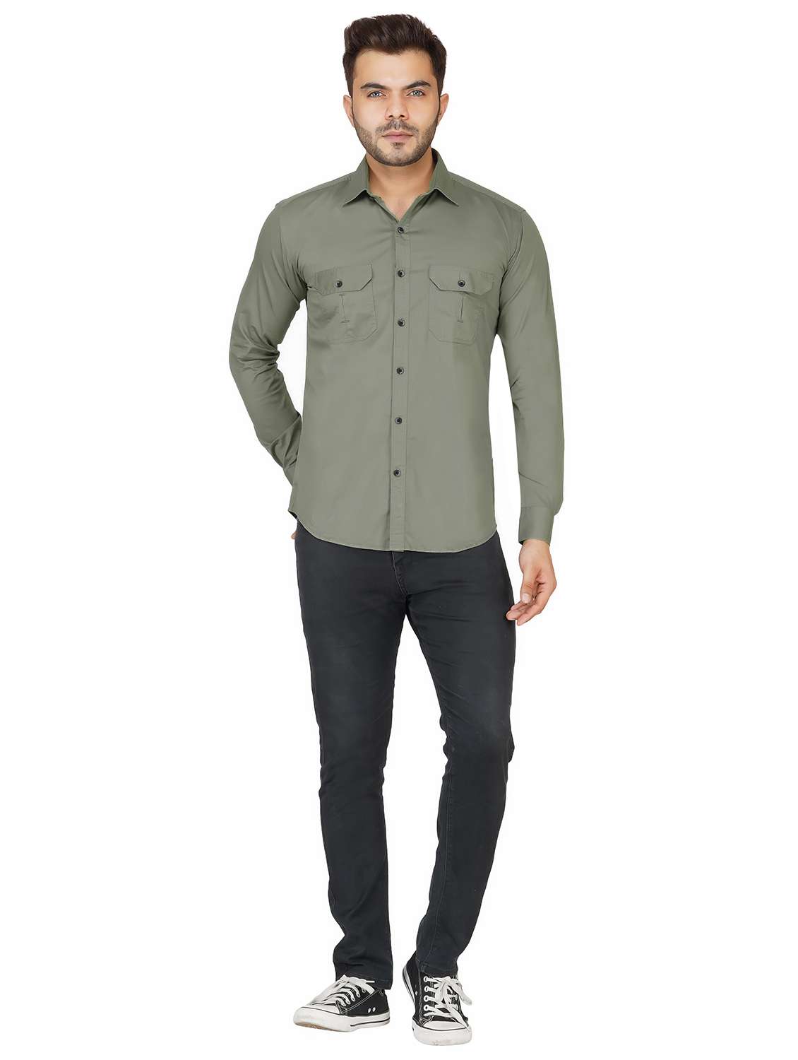 mens solid casual shirt - 17923791 -  Standard Image - 3