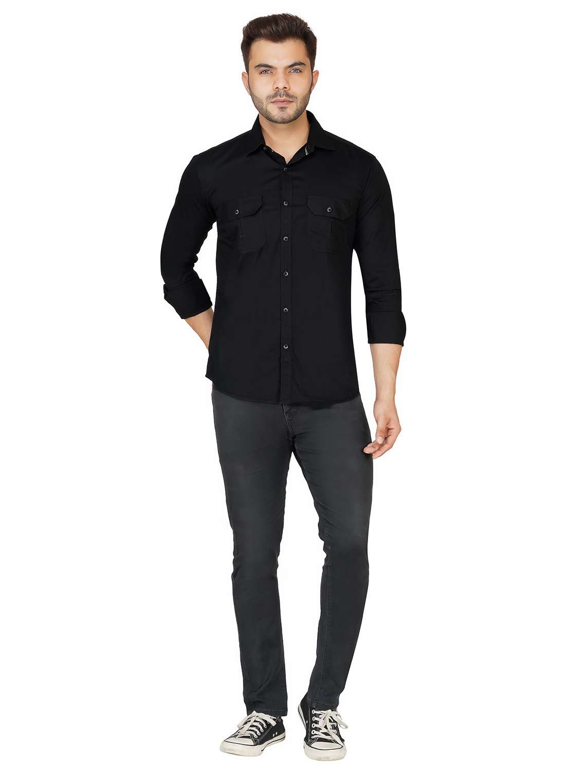 mens solid casual shirt - 17923794 -  Standard Image - 3