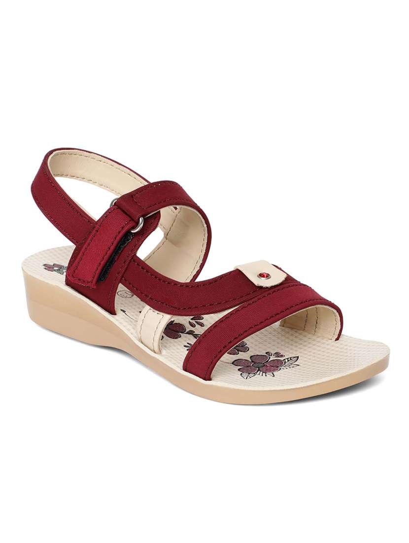 Buy online Red Leatherette Sandal from sandals floaters for