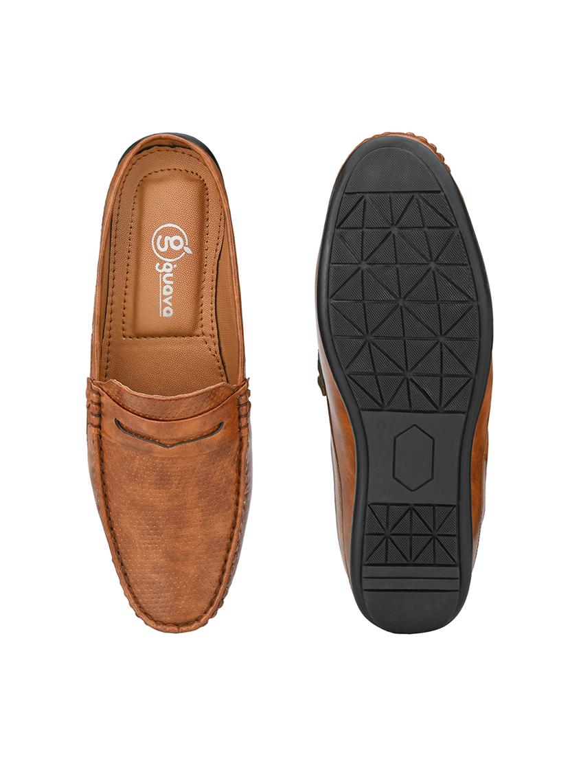 brown synthetic slip on loafers - 17924685 - Standard Image - 3