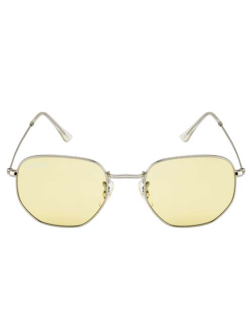 hexon by ted smith in silver frame with hexagonal candy yellow lens sunglass - 17925471 -  Standard Image - 0