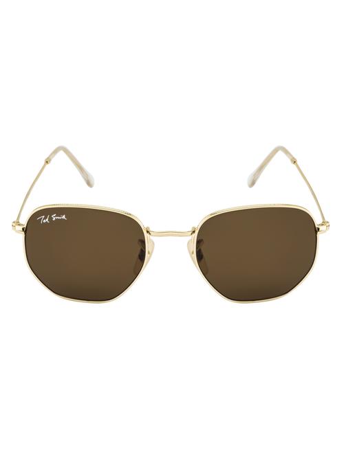hexon by ted smith in gold frame with hexagonal brown lens sunglass - 17925475 - Standard Image - 0