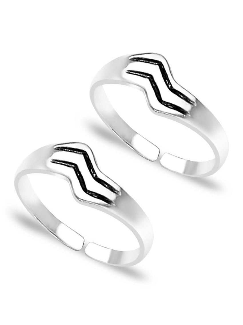 stripes silver toe rings- tr216 - 17927529 - Zoom Image - 0