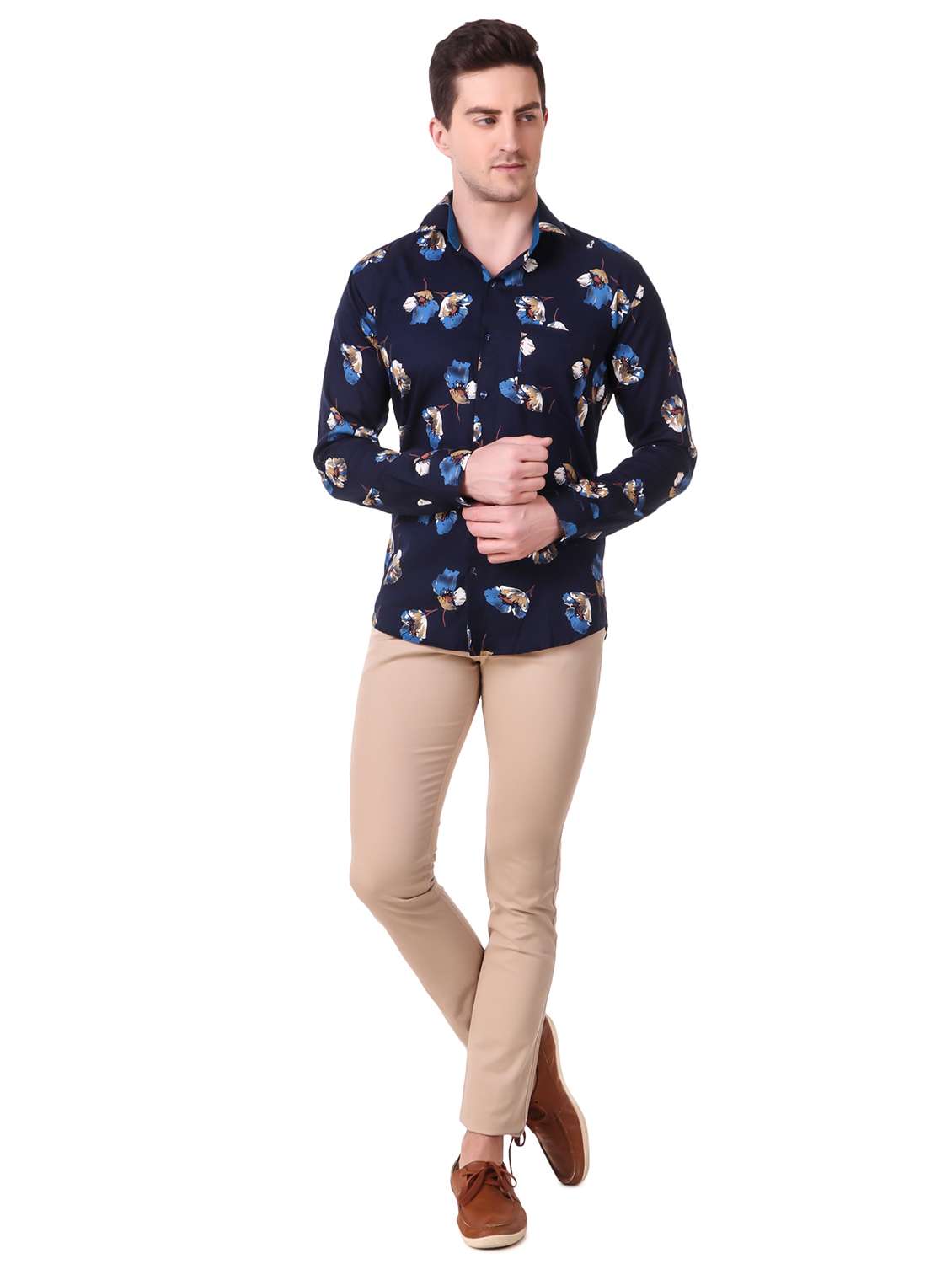 navy blue floral casual shirt - 17927739 -  Standard Image - 3