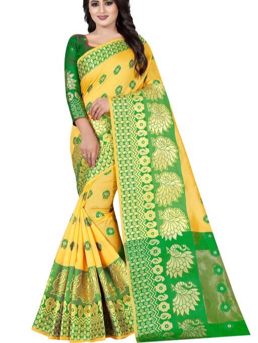 saree fabric : cotton silk blouse - 17927748 - Zoom Image - 0