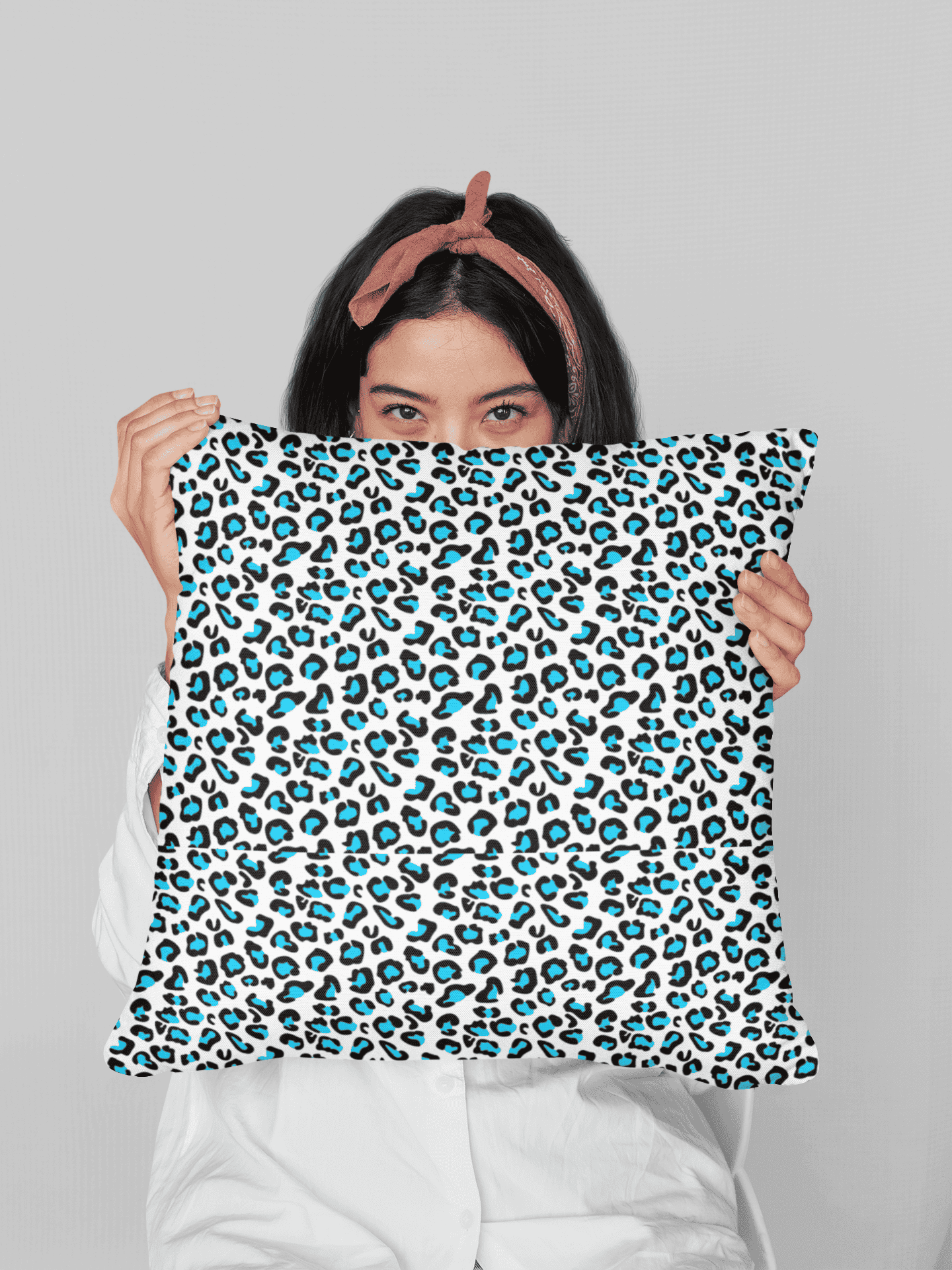 leopard print blue cotton cushion cover - 17928675 - Zoom Image - 0