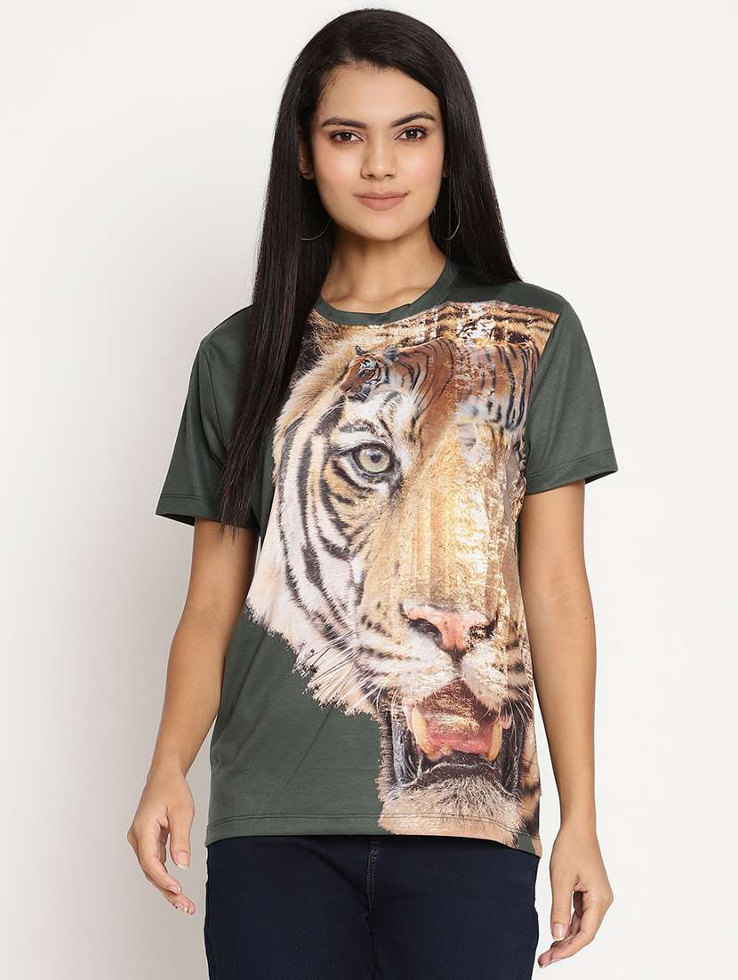 women's front print round neck t-shirt - 17928752 -  Zoom Image - 0