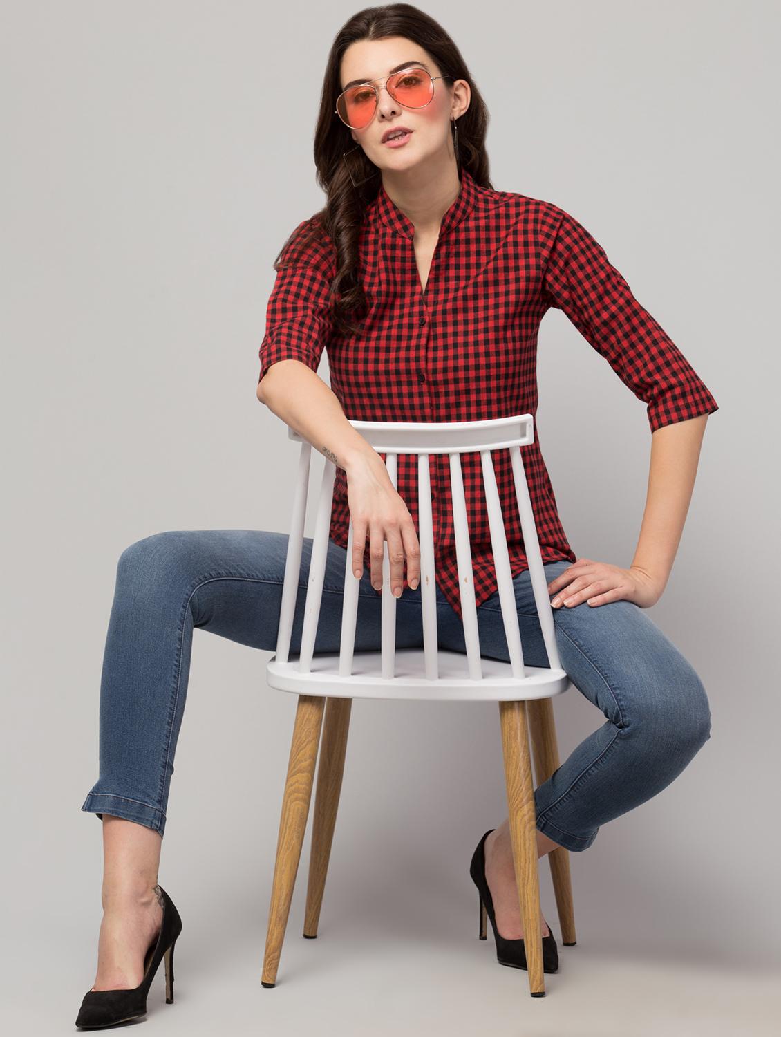 women's straight mandarin neck top - 17928808 - Standard Image - 5