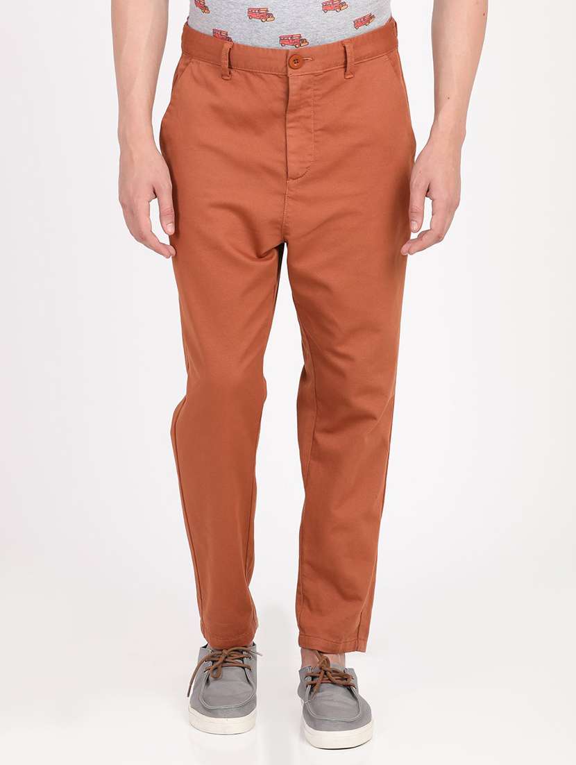 rust solid chinos