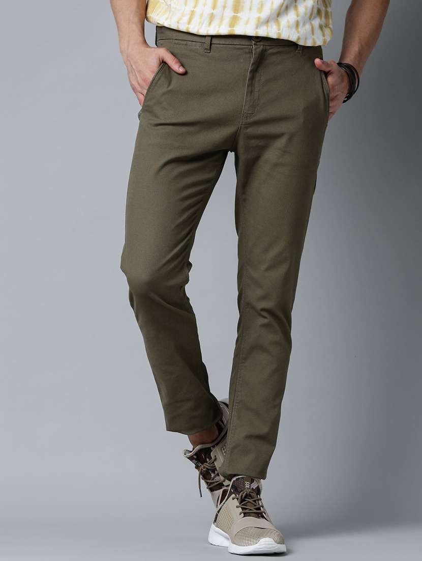 olive green solid chinos