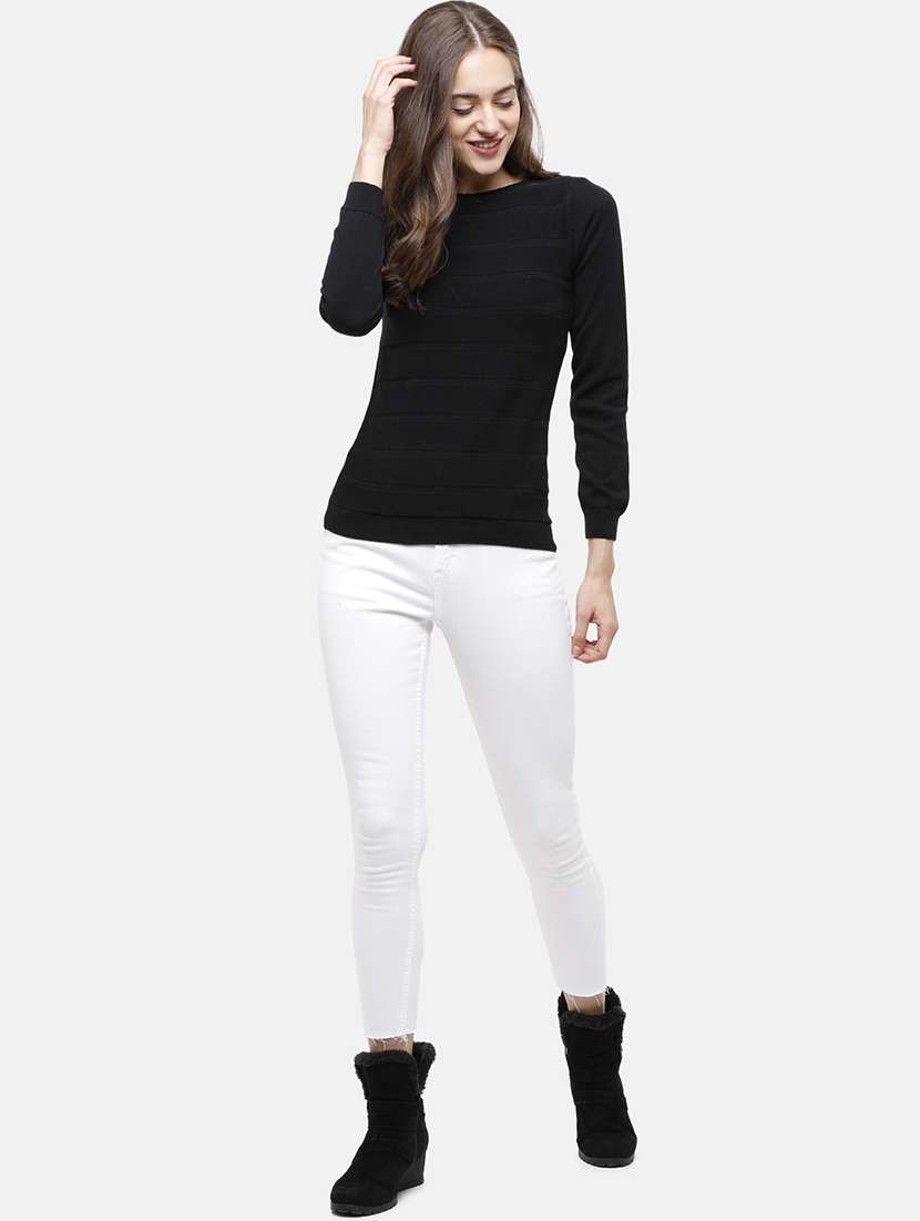 round neck solid pullover - 17929351 - Standard Image - 3