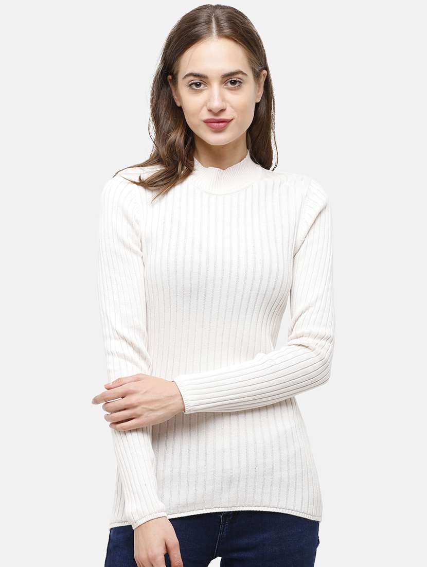 high neck textured pullover