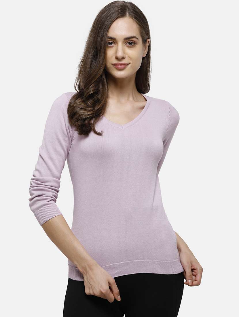 v-neck solid pullover - 17929408 -  Zoom Image - 0