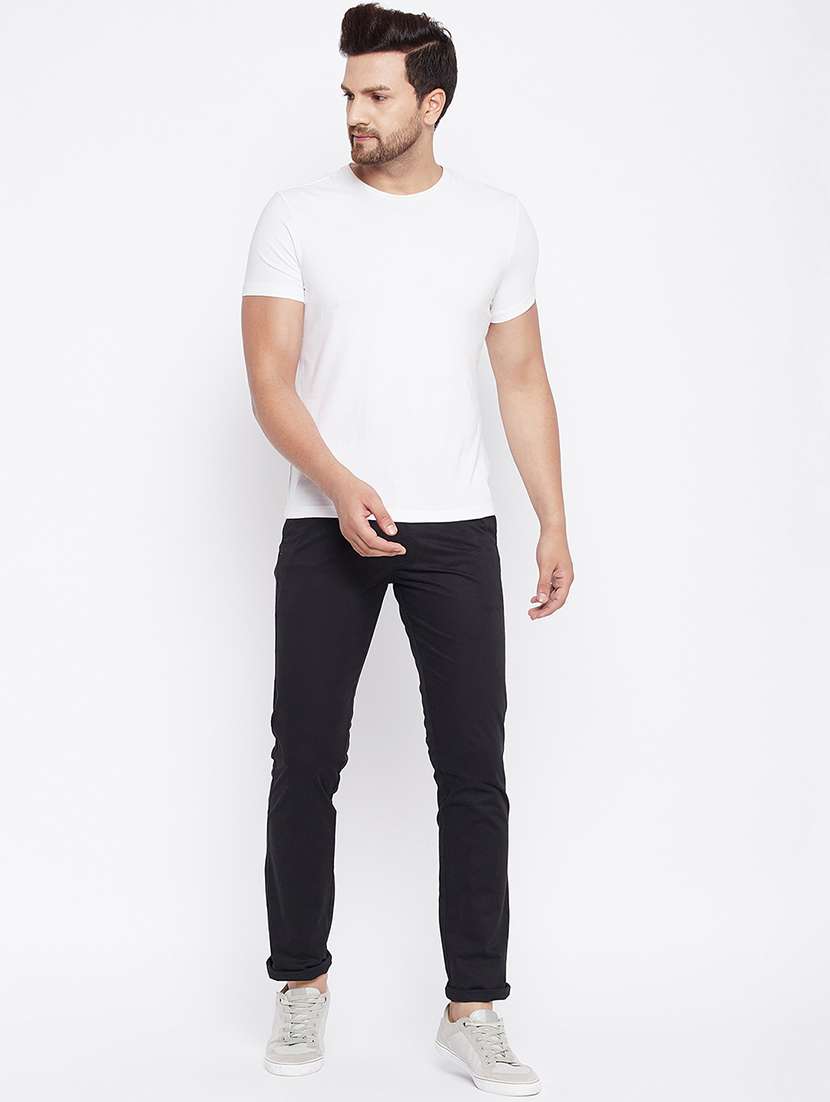 black solid chinos - 17930078 - Standard Image - 3