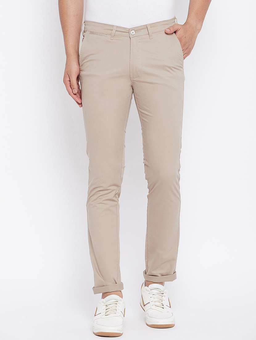 beige solid chinos - 17930080 - Zoom Image - 0