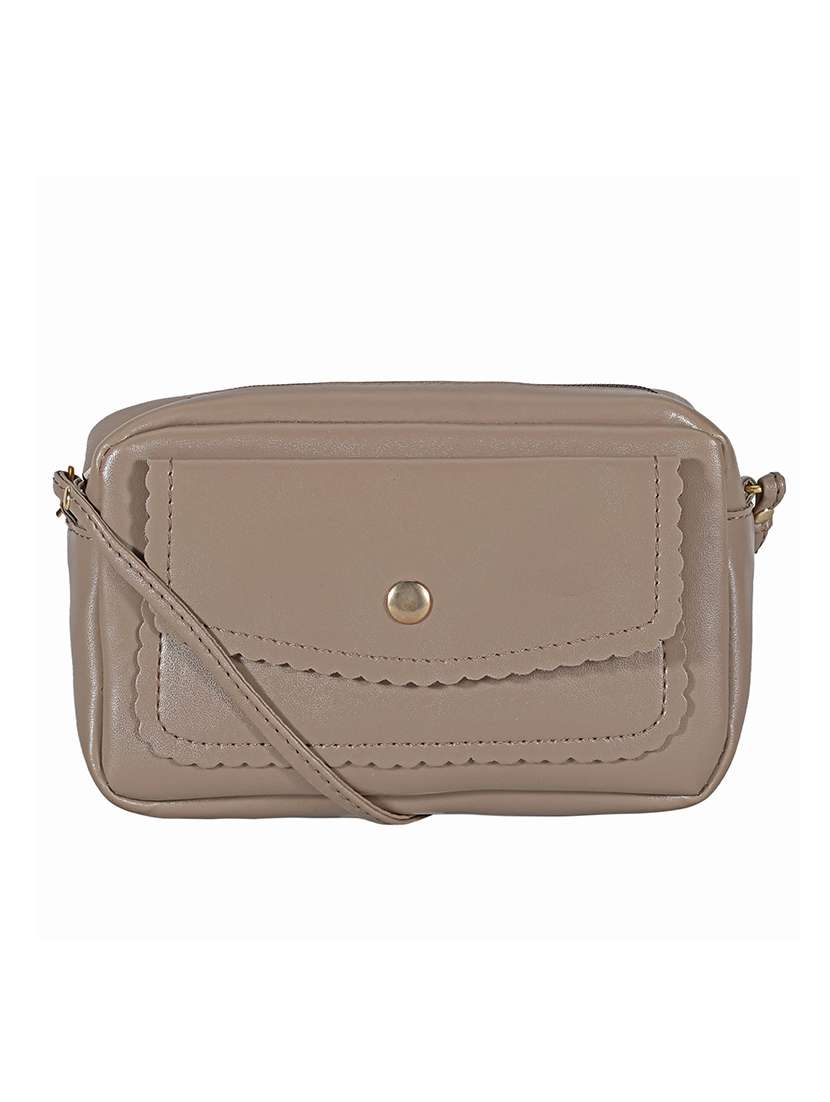 Buy online Beige Leatherette (pu) Regular Sling Bag from bags for Women