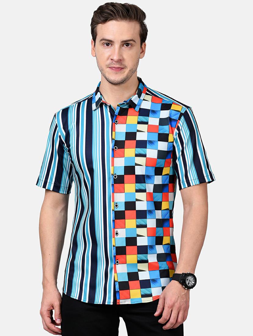 blue printed casual shirt - 17930534 - Zoom Image - 0