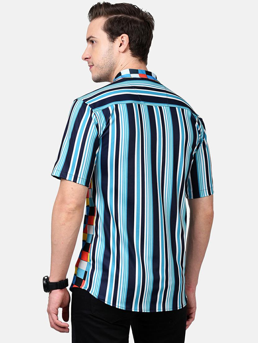 blue printed casual shirt - 17930534 - Standard Image - 3