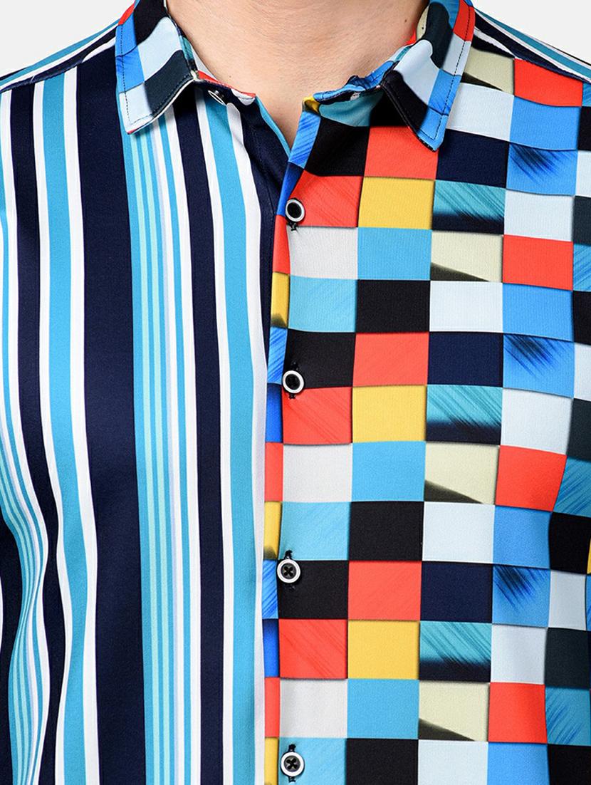 blue printed casual shirt - 17930534 - Standard Image - 5