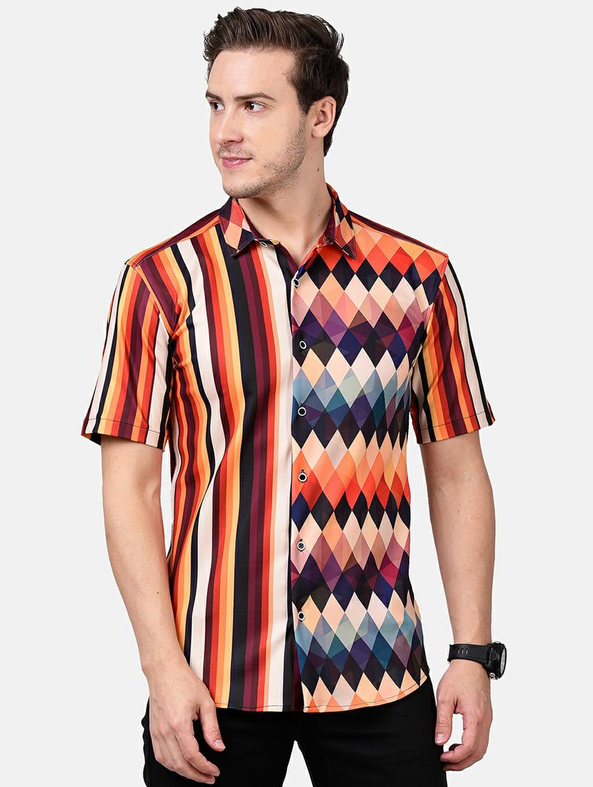 orange printed casual shirt - 17930535 -  Zoom Image - 0