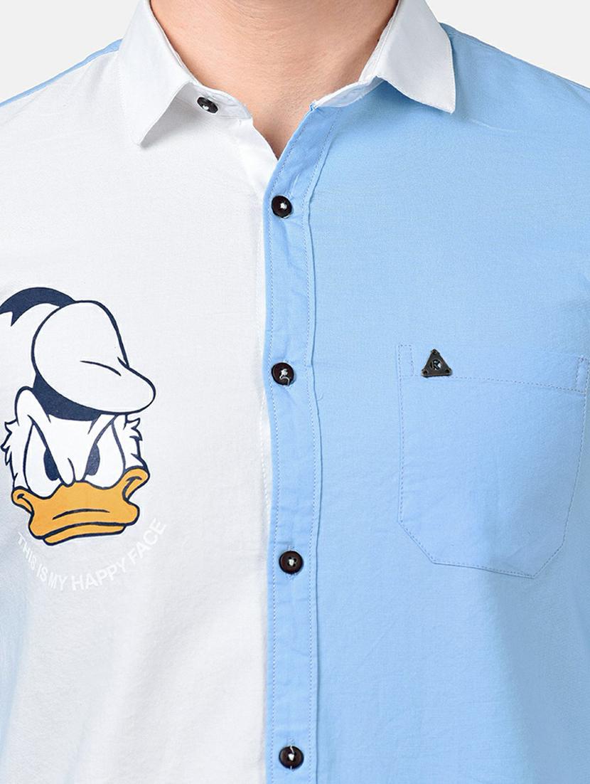 light blue color block casual shirt - 17930539 - Standard Image - 5