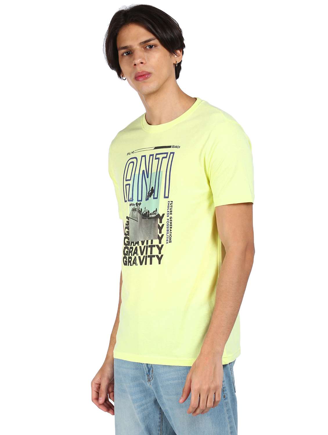 yellow printed t-shirt