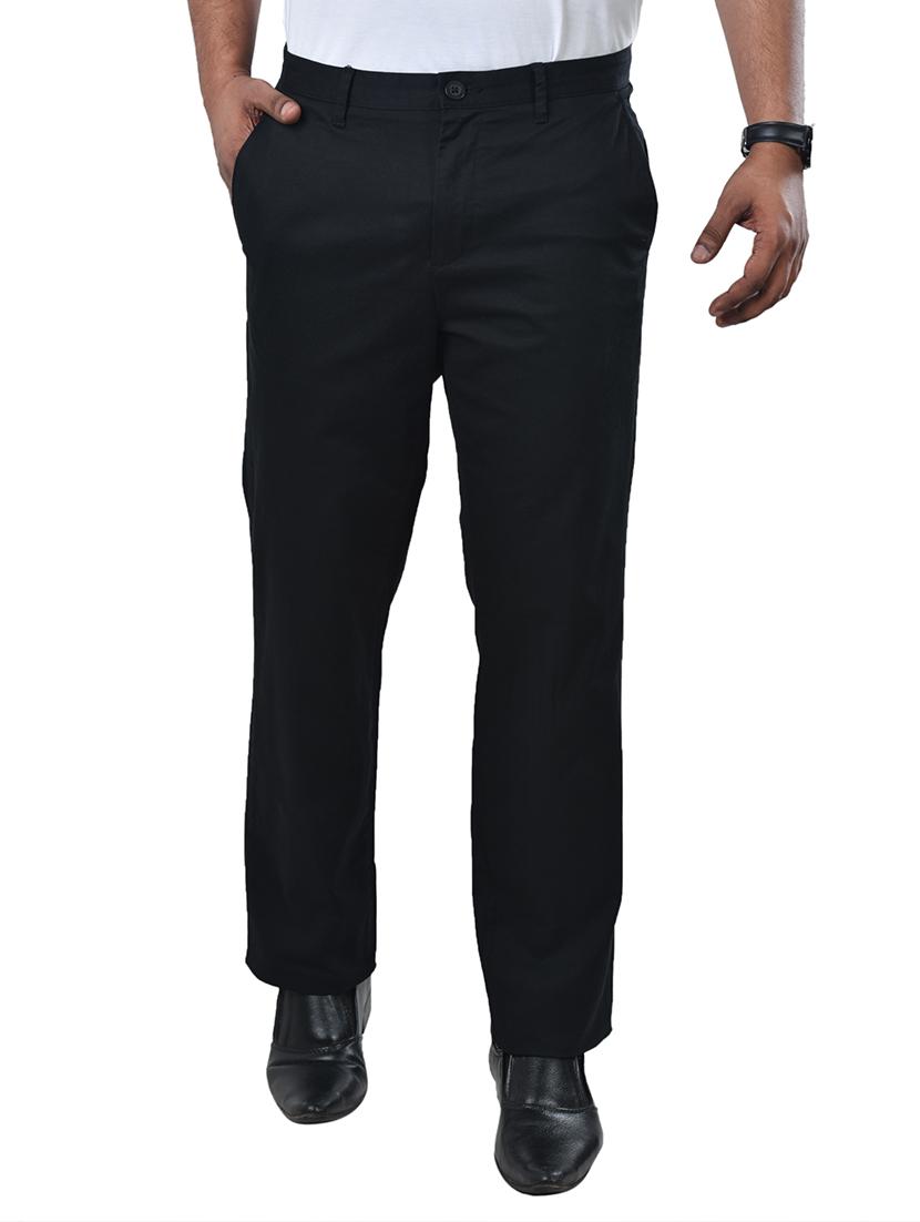 black solid flat front formal trouser - 17933203 -  Zoom Image - 0