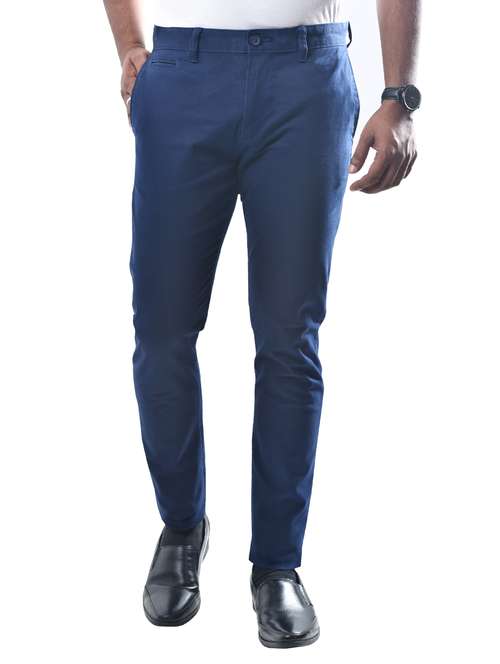 navy blue solid flat front formal trouser - 17933208 -  Standard Image - 0
